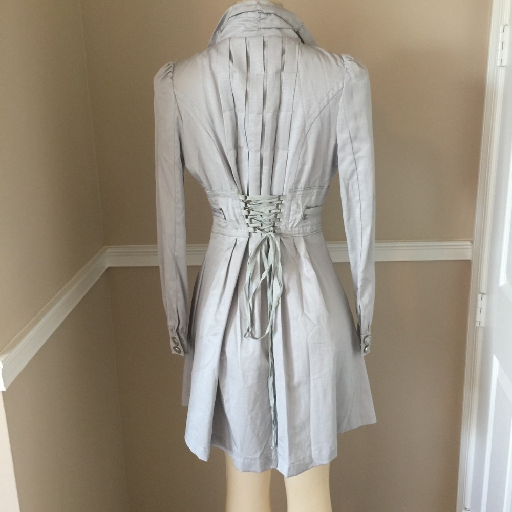  NEW - Gorgeous Silver Trench Coat Dress  - Picture 2 of 7